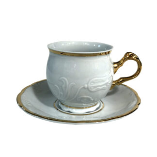 Чашка с блюдцем "Tulip" 210 мл, блюдце 145 мм низкая; декор "Отводка золото"