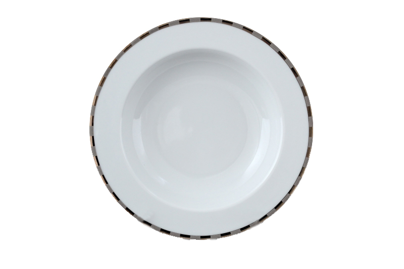 Тарелка глубокая "Opal" 22 см; декор "Платиновые пластинки"