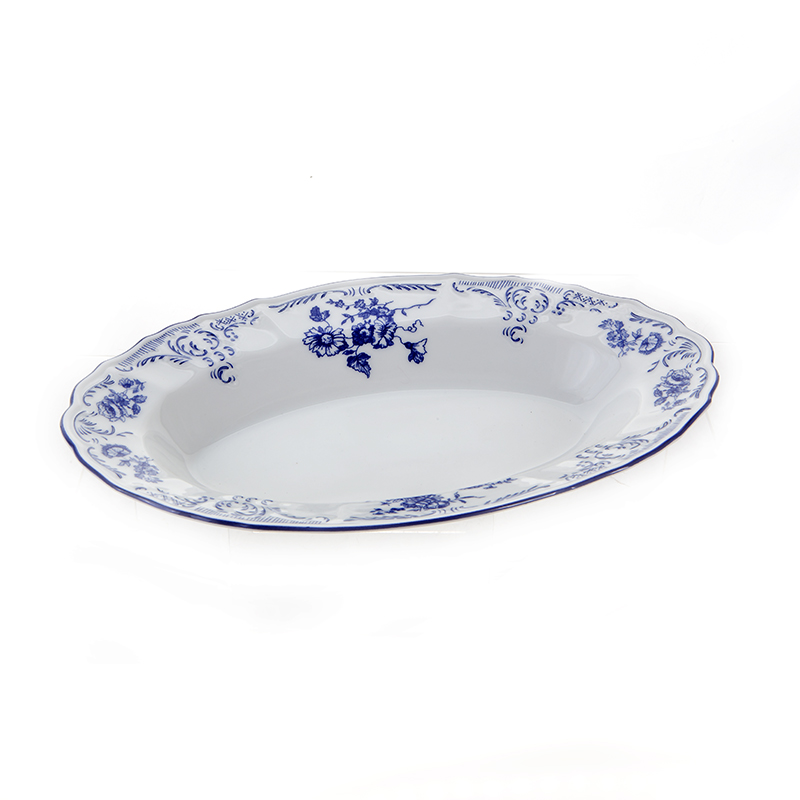 Блюдо овальное 24 см, Bernadotte; декор "Синяя Роза"