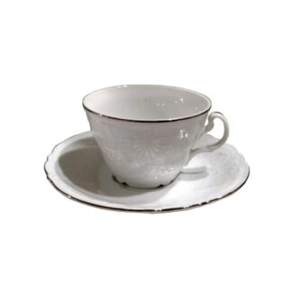 Чашка с блюдцем 200 мл, блюдце 155 мм, коническая выс., Bernadotte; декор "Деколь, отводка платина"