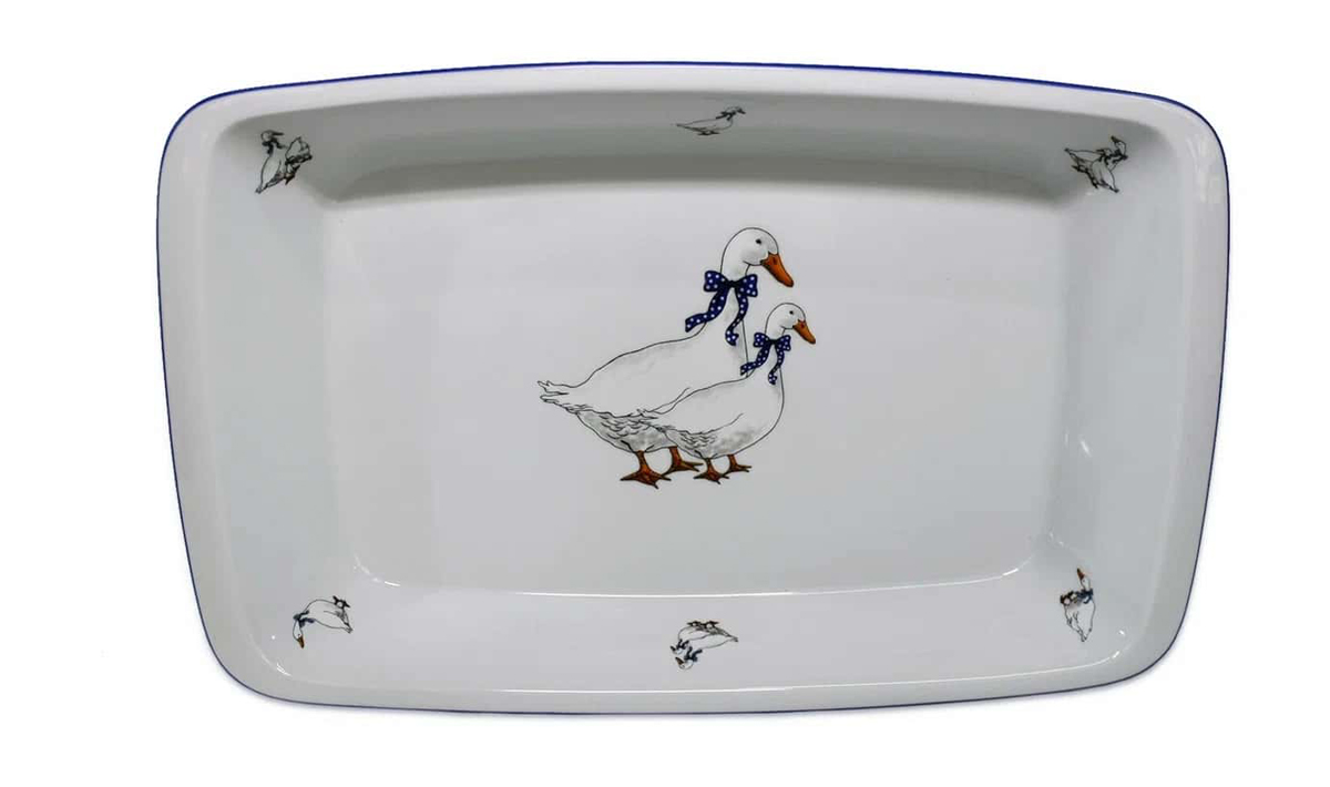 Форма для лазаньи прямоугольная 39,5 см; 2,5л декор "Гуси"; жаропр. Фарфор