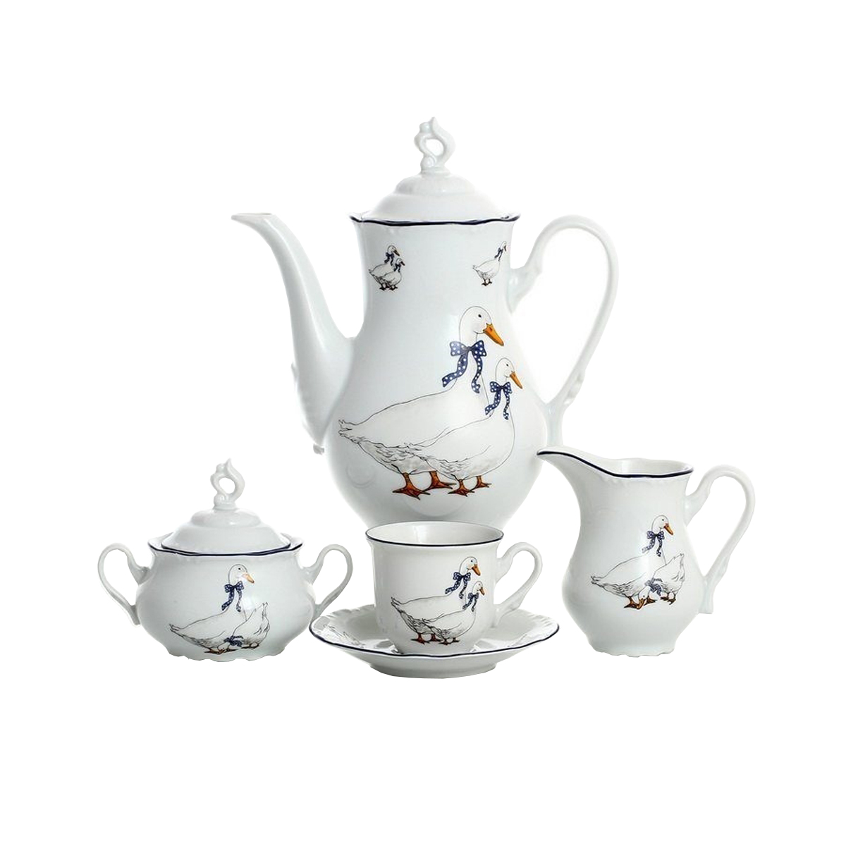 Кофейный сервиз 17/6 "Констанция"; декор "Гуси"