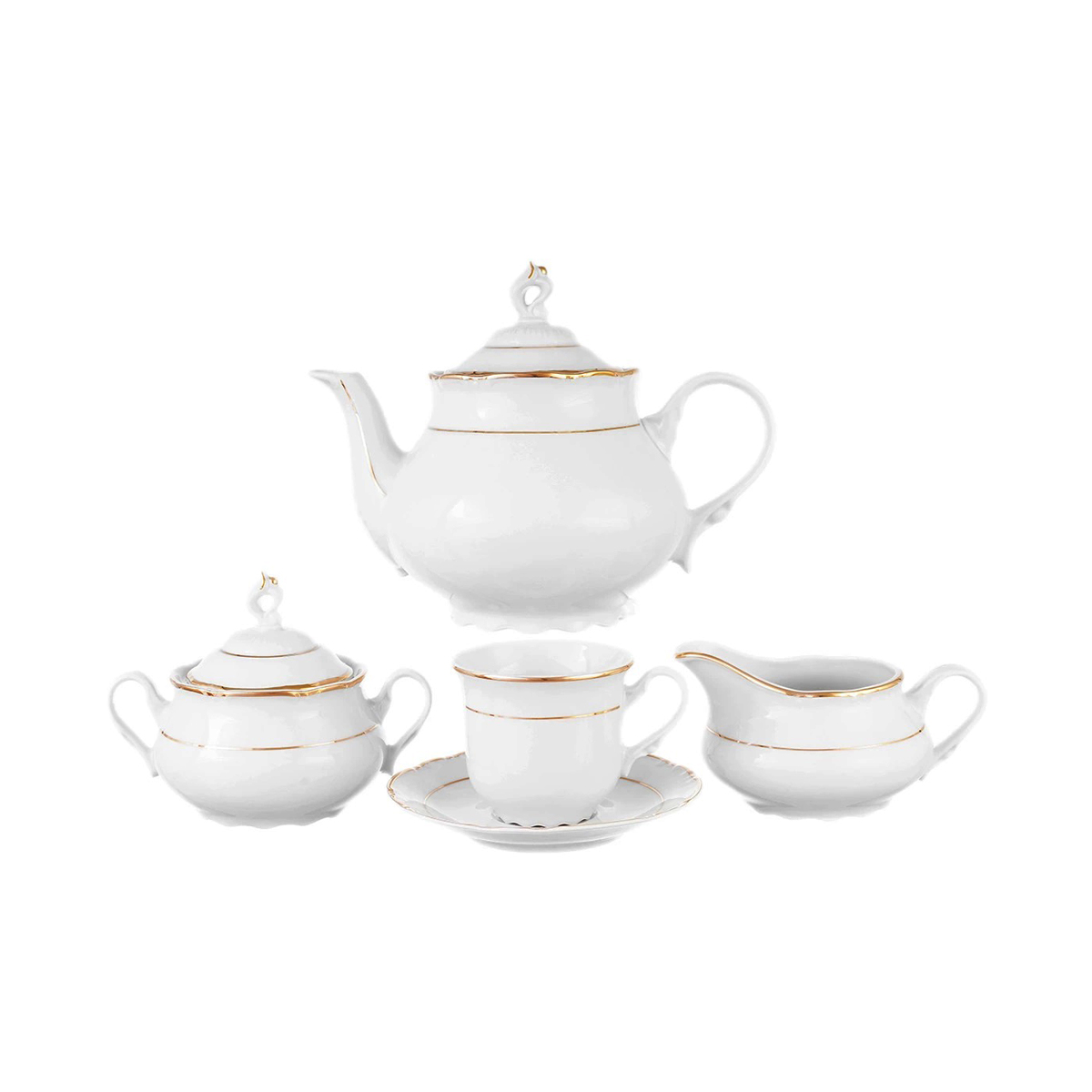 Чайный сервиз "Констанция" 17/6; декор "Отводка золото"