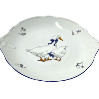 Тарелка для торта с ручками  27 см,  "Констанция", декор "Гуси"