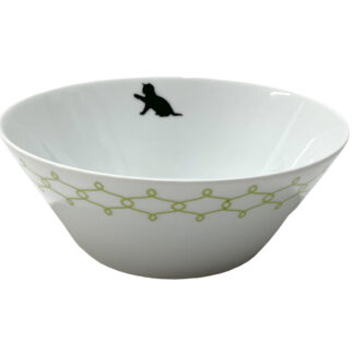 Салатник круглый 16 см, 400мл "Tom"; декор "Кошка с клубком, салатовая сетка"