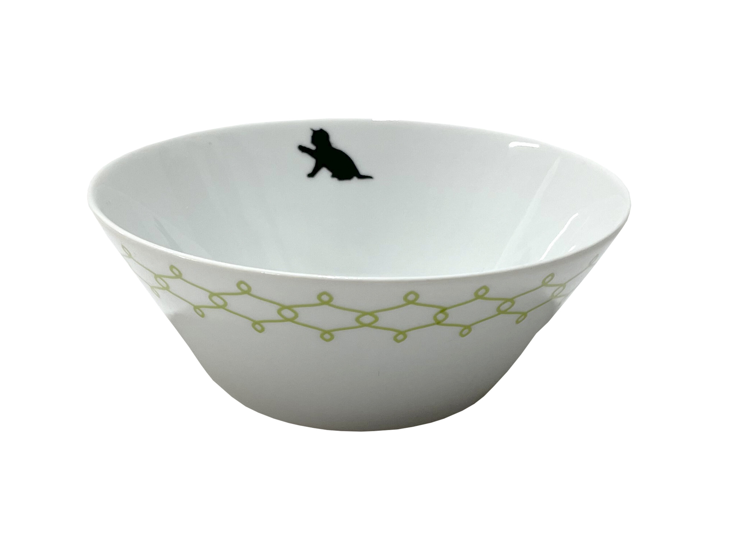 Салатник круглый 16 см, 400мл "Tom"; декор "Кошка с клубком, салатовая сетка"